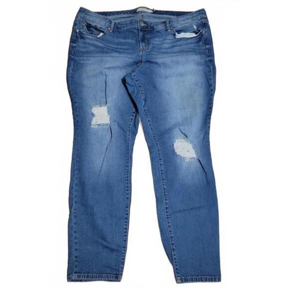 Torrid Skinny Jeans Womens 22 Medium Wash Distressed‎ Denim Blue Stretch 148862